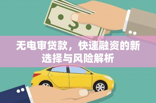 德化无电审贷款，快速融资的新选择与风险解析