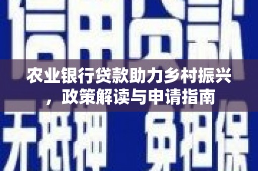 德化农业银行贷款助力乡村振兴，政策解读与申请指南