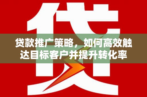德化贷款推广策略，如何高效触达目标客户并提升转化率