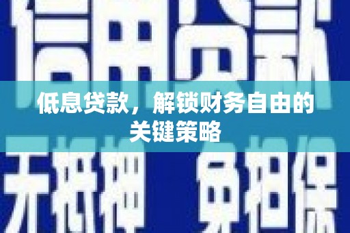 德化低息贷款，解锁财务自由的关键策略